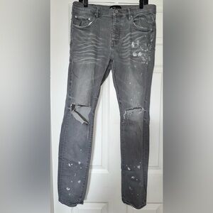 Purple Brand Gray Distressed Men's Jeans